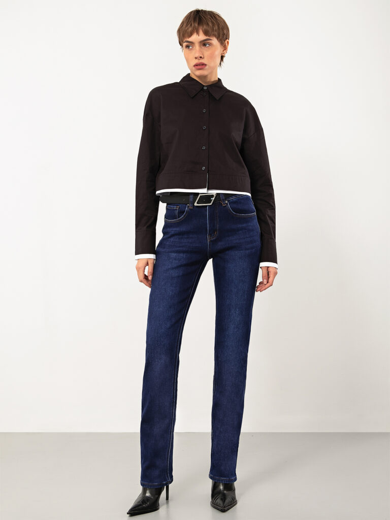 джинсы женские утепленные темно-синие 1