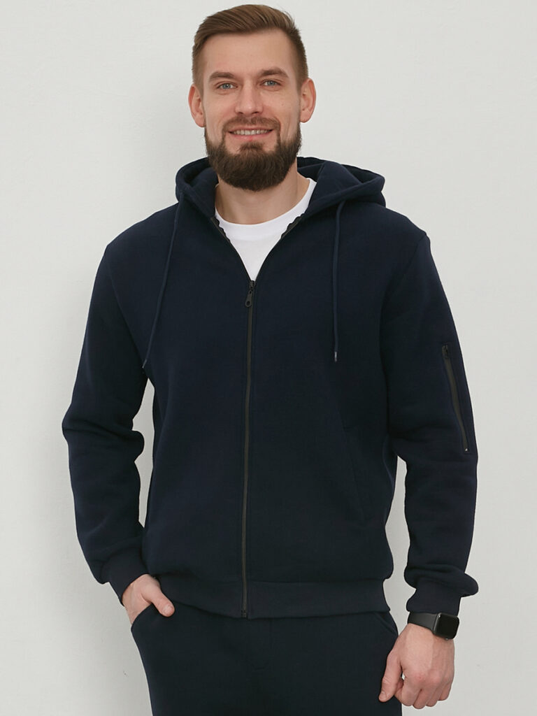 толстовка мужская утепленная синяя 1