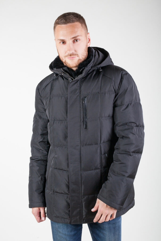 куртка мужская утепленная с мехом кролика черная 1