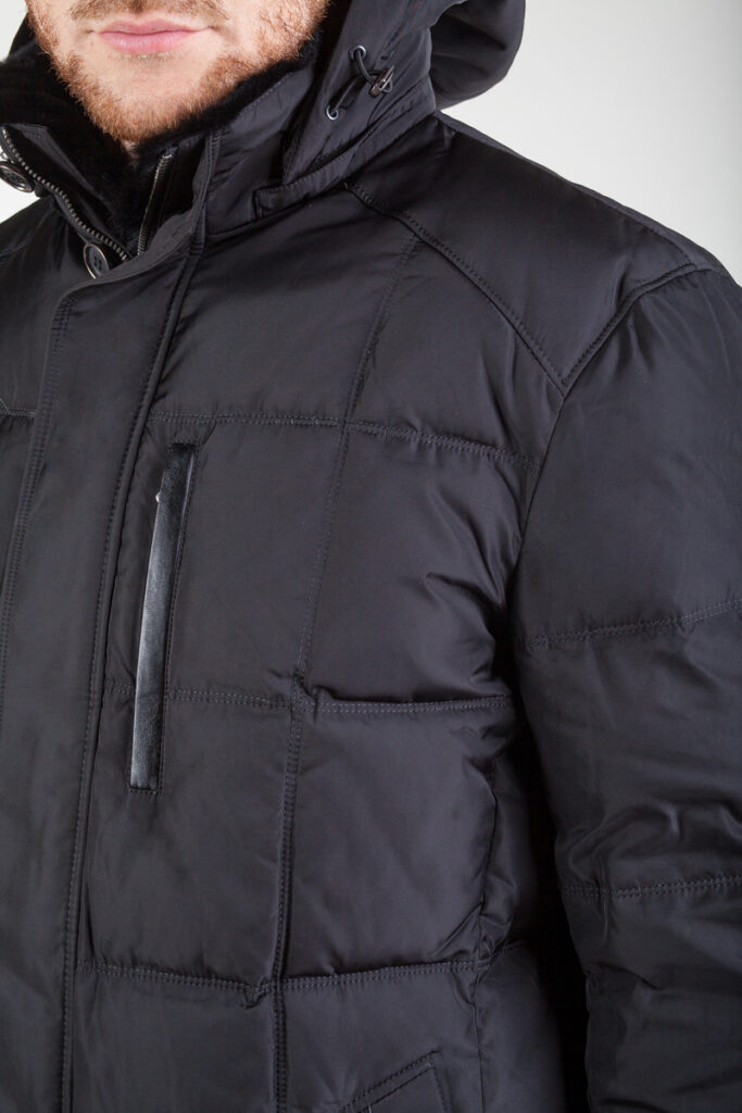 куртка мужская утепленная с мехом кролика черная 4