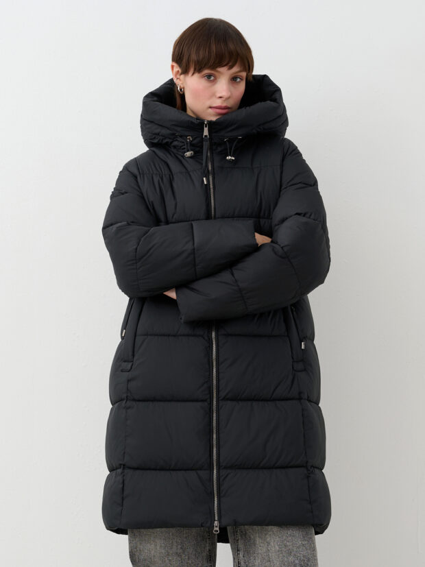 city savani csc lw562 901 Черный Пальто женское утепленное