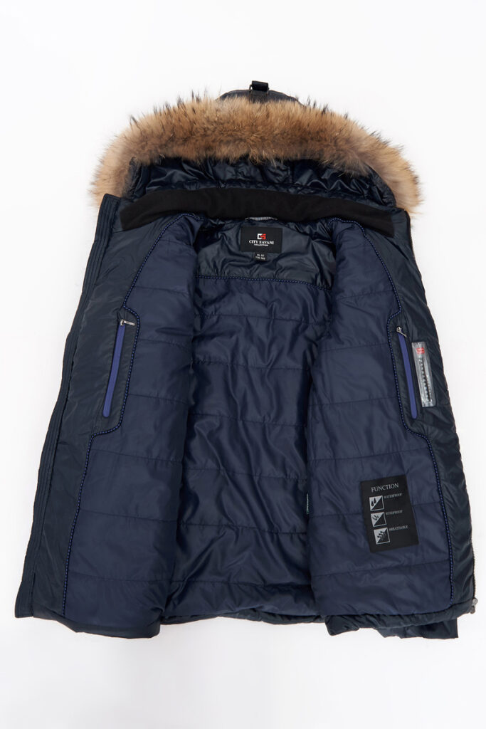 куртка мужская утепленная с мехом енота черная 10