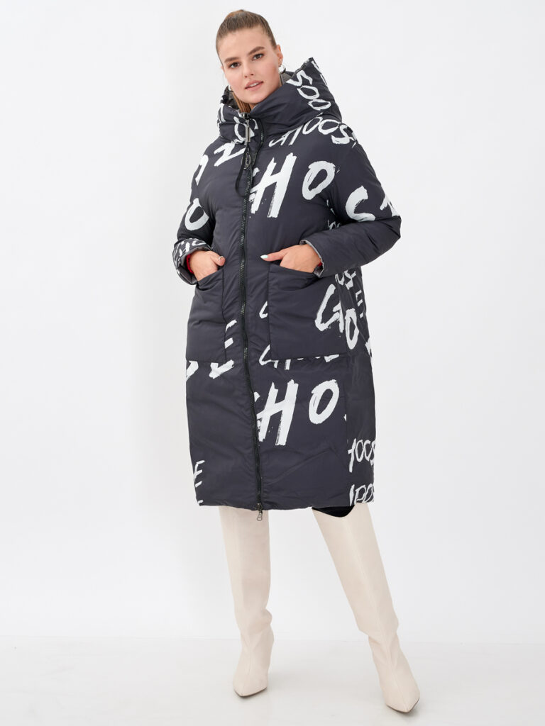 графит-чёрная куртка женская утепленная / 1