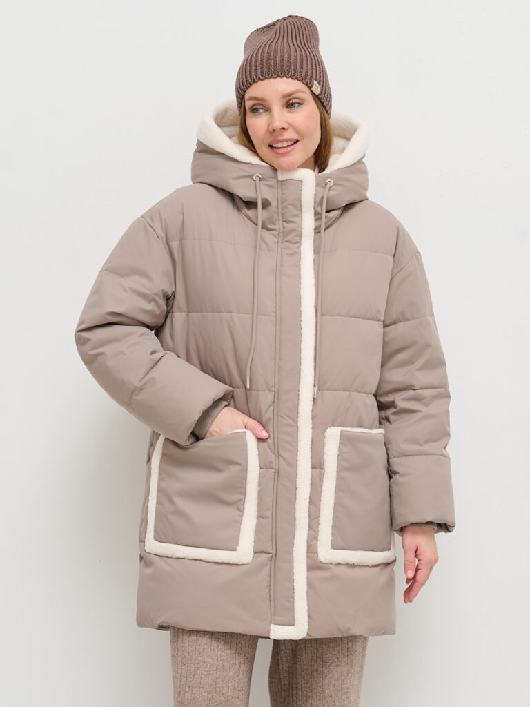 куртка женская утепленная светло-коричневая 1