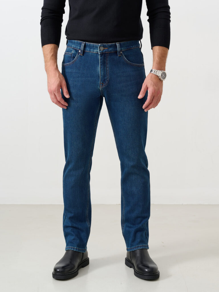 джинсы мужские утепленные синие 1